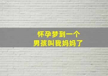 怀孕梦到一个男孩叫我妈妈了