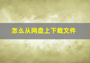 怎么从网盘上下载文件