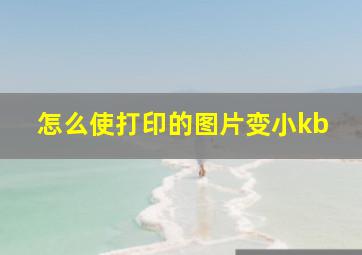 怎么使打印的图片变小kb