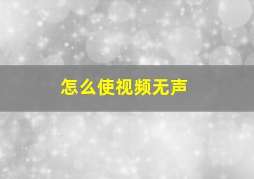 怎么使视频无声