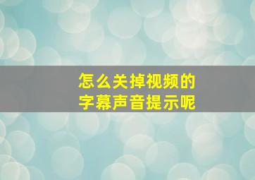 怎么关掉视频的字幕声音提示呢