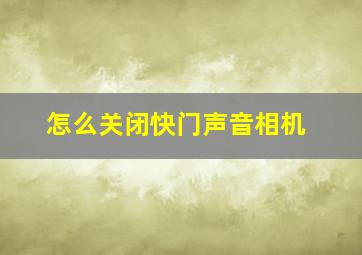 怎么关闭快门声音相机