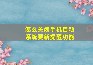 怎么关闭手机自动系统更新提醒功能