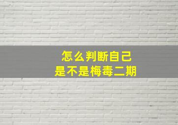 怎么判断自己是不是梅毒二期