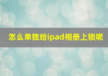 怎么单独给ipad相册上锁呢