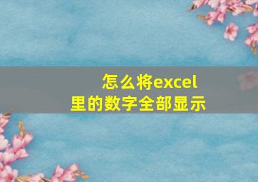 怎么将excel里的数字全部显示