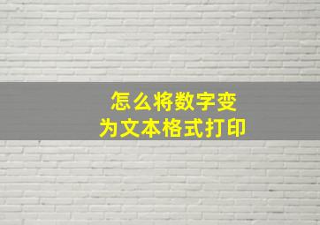 怎么将数字变为文本格式打印