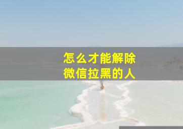 怎么才能解除微信拉黑的人