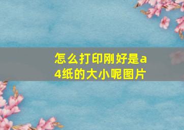 怎么打印刚好是a4纸的大小呢图片