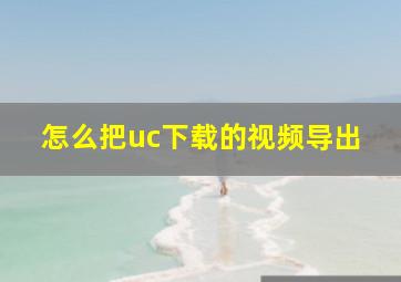 怎么把uc下载的视频导出