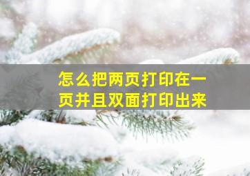 怎么把两页打印在一页并且双面打印出来