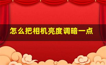 怎么把相机亮度调暗一点