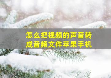 怎么把视频的声音转成音频文件苹果手机