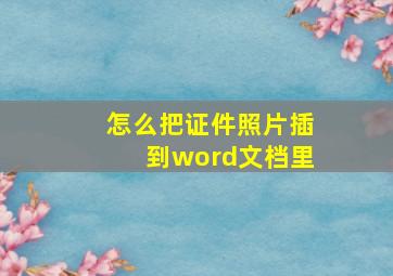 怎么把证件照片插到word文档里