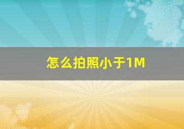 怎么拍照小于1M