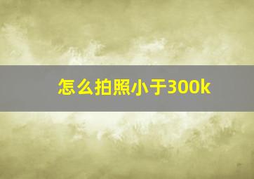 怎么拍照小于300k