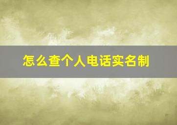 怎么查个人电话实名制