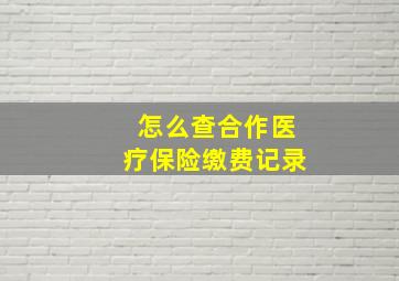 怎么查合作医疗保险缴费记录