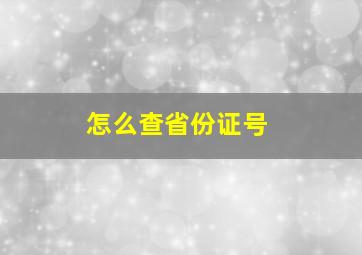 怎么查省份证号