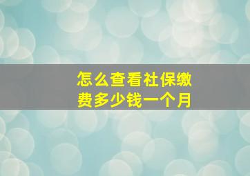 怎么查看社保缴费多少钱一个月