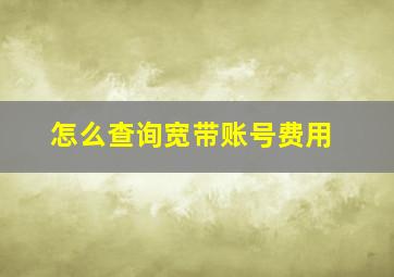 怎么查询宽带账号费用