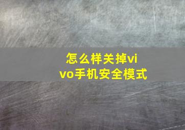 怎么样关掉vivo手机安全模式