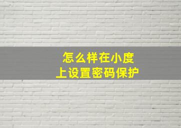 怎么样在小度上设置密码保护