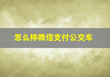 怎么样微信支付公交车