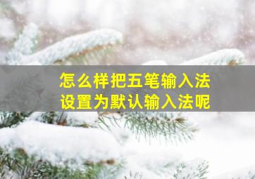 怎么样把五笔输入法设置为默认输入法呢