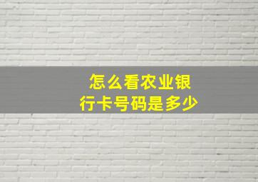 怎么看农业银行卡号码是多少