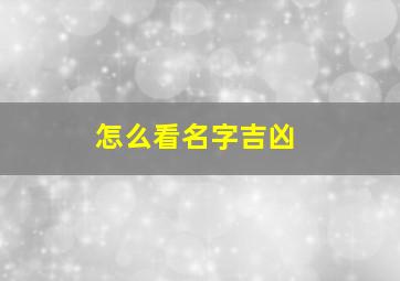 怎么看名字吉凶