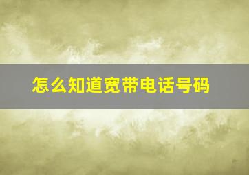 怎么知道宽带电话号码