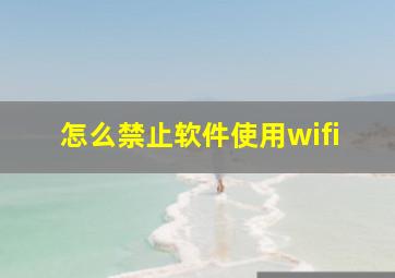 怎么禁止软件使用wifi