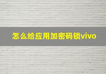 怎么给应用加密码锁vivo