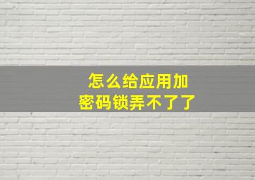 怎么给应用加密码锁弄不了了