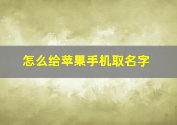 怎么给苹果手机取名字