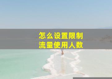 怎么设置限制流量使用人数