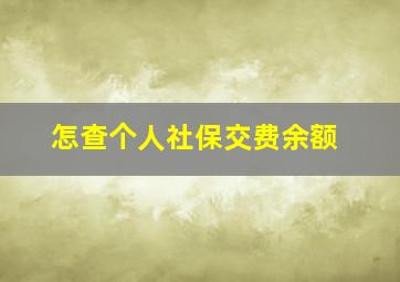 怎查个人社保交费余额