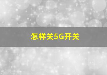 怎样关5G开关