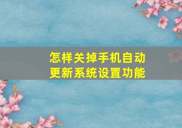 怎样关掉手机自动更新系统设置功能