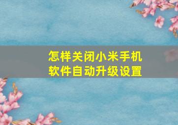 怎样关闭小米手机软件自动升级设置