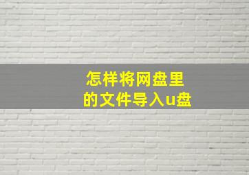 怎样将网盘里的文件导入u盘