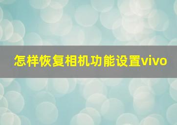 怎样恢复相机功能设置vivo