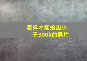 怎样才能拍出小于300k的照片