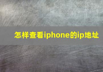 怎样查看iphone的ip地址