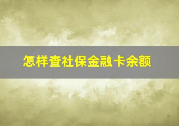 怎样查社保金融卡余额