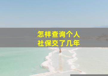 怎样查询个人社保交了几年