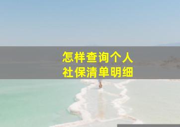 怎样查询个人社保清单明细