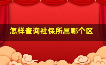 怎样查询社保所属哪个区