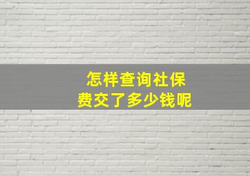 怎样查询社保费交了多少钱呢